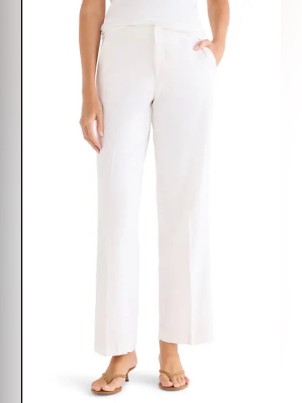 JM Collection Short 12P White Straight Leg Ankle Pants Career Office Minimalist